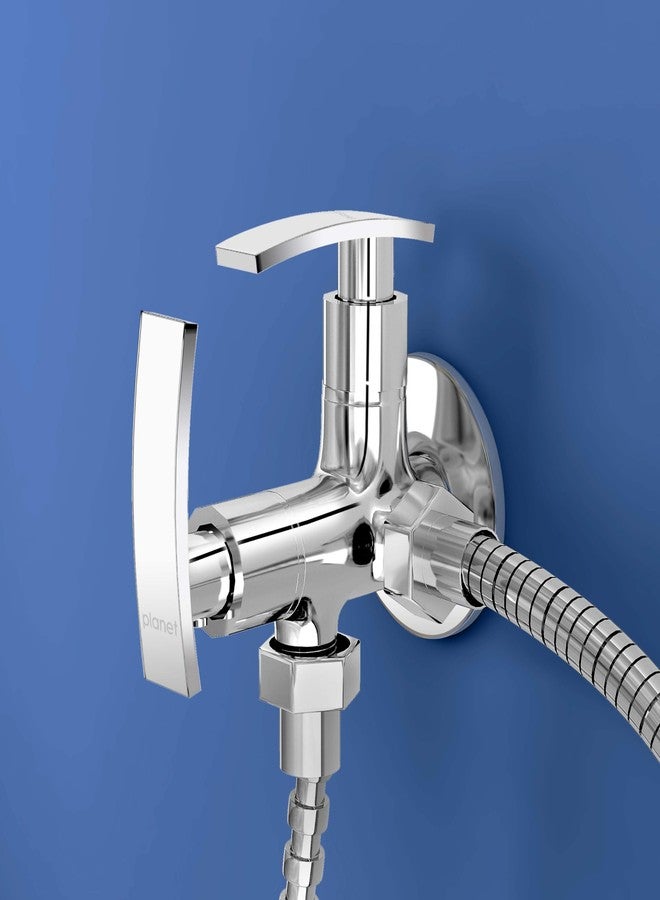 بلانيت صنبور زاوية ثنائي الاتجاه للحمام من بلانيت 2 في 1 مع شريط تفلون / صنبور زاوية ثنائي الاتجاه / موصل متعدد الصنابير (سامار-كروم) - Image 5